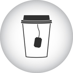 Teacup with saucer simple icon on round background