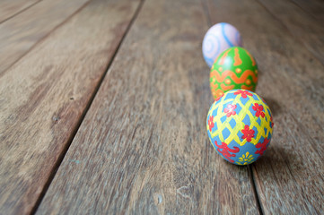 Easter eggs on wood