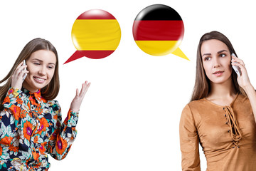 Young women speaking on phone