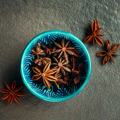 Authentic Blue Bowl Full of Anise Stars