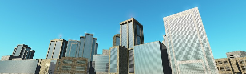 Obraz premium beautiful skyscrapers, city panorama, sunset over skyscrapers, cityscape