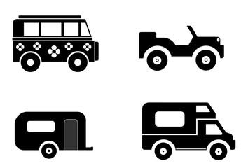 Camping-car en 4 icônes