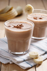 Banana smoothie with cocoa.