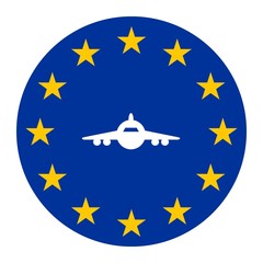 Avion de ligne dans un drapeau européen