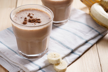 Banana smoothie with cocoa.