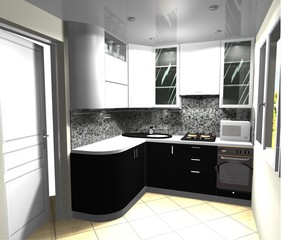 interior design modern kitchen 3D rendering
