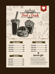 Obraz premium Restaurant Fast Foods menu burger retro style vector format eps1