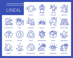 Line ecology vector icons in a modern style.