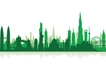 Obraz premium famous landmarks cityscape background