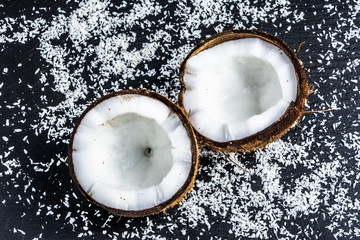 Two halves of coconut