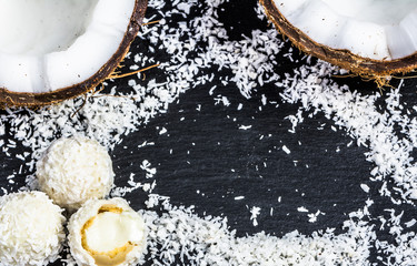 Fresh coconut and coconut balls