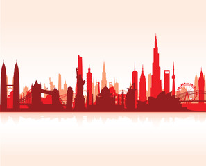 famous landmarks cityscape background