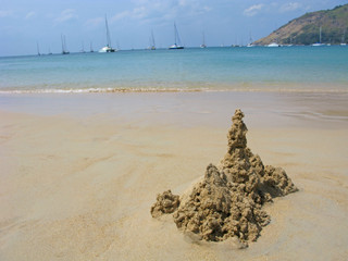 Sand castle on beach