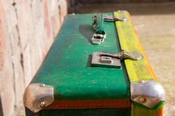 bright colored retro suitcases for travel