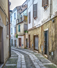 Fototapeta na wymiar picturesque street in Sassari old town