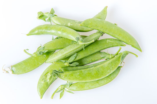 Sugar snap peas in isolated white background
