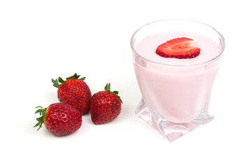 Ripe strawberry and yogurt