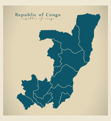 Modern Map - Republic of Congo with departments CG