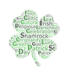 St. Patrick's day  word cloud, Celtic typography background