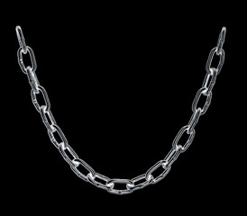 Metal chain close-up isolated on a white background.