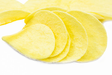 Fototapeta na wymiar Potato chips on a white background