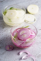 red and white onion pickles.