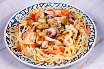 Seafood and Tomato Spaghetti