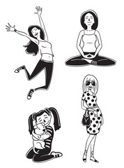 Female vector illustrations set