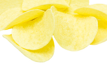 Potato chips on a white background