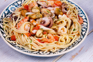 Seafood and Tomato Spaghetti
