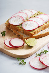 avocado radish toast.