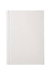 Isolated shot of white blank book cover on white background