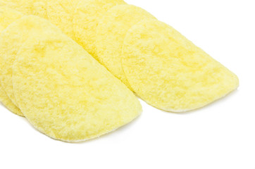 Potato chips on a white background