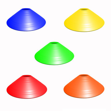 Multicolor football soccer cone isolated