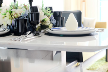 elegant dining table,Detail image of Place settings on elegant dining table