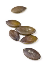 Fototapeta na wymiar Unshelled pumpkin seeds macro