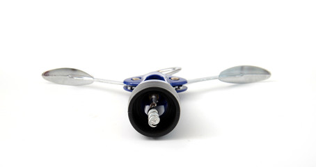Blue wine opener on white