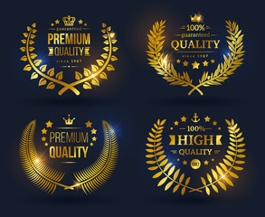 Vector quality emblems with laurel wreath. 