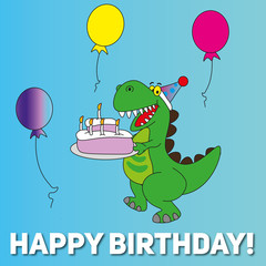 Happy birthday card t-rex dinosaur - 104925035