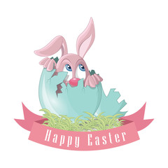 Happy Easter, Cute Rabbits in eggs