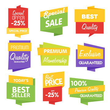 Isolated sale sticker vector collection on white background
