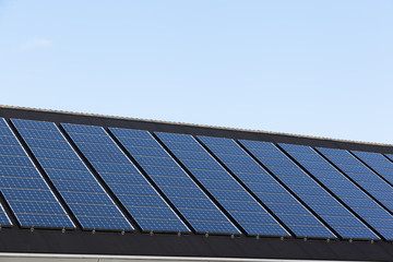 Close up of solar panels on family houses producing alternative