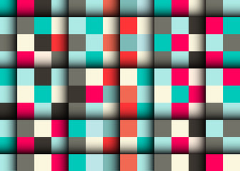 Seamless Vector Square Pattern - Abstract Retro Squares Background