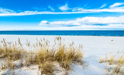 Papier Peint photo autocollant Côte Paysage marin avec dunes de sable et herbe