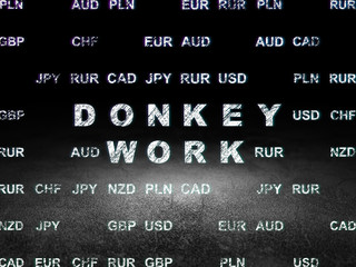 Business concept: Donkey Work in grunge dark room