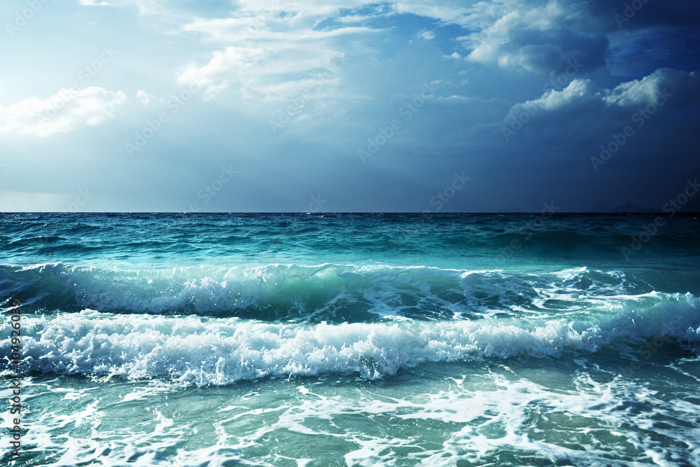 Wall mural waves at seychelles beach