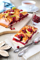 Berry pie with cranberries and apple