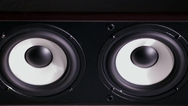 Flex audio speaker woofers on black background 