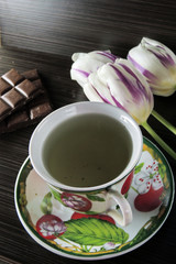 Fototapeta na wymiar Tea and Tulip