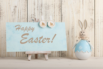 Easter bunny and greeting for Easter holiday